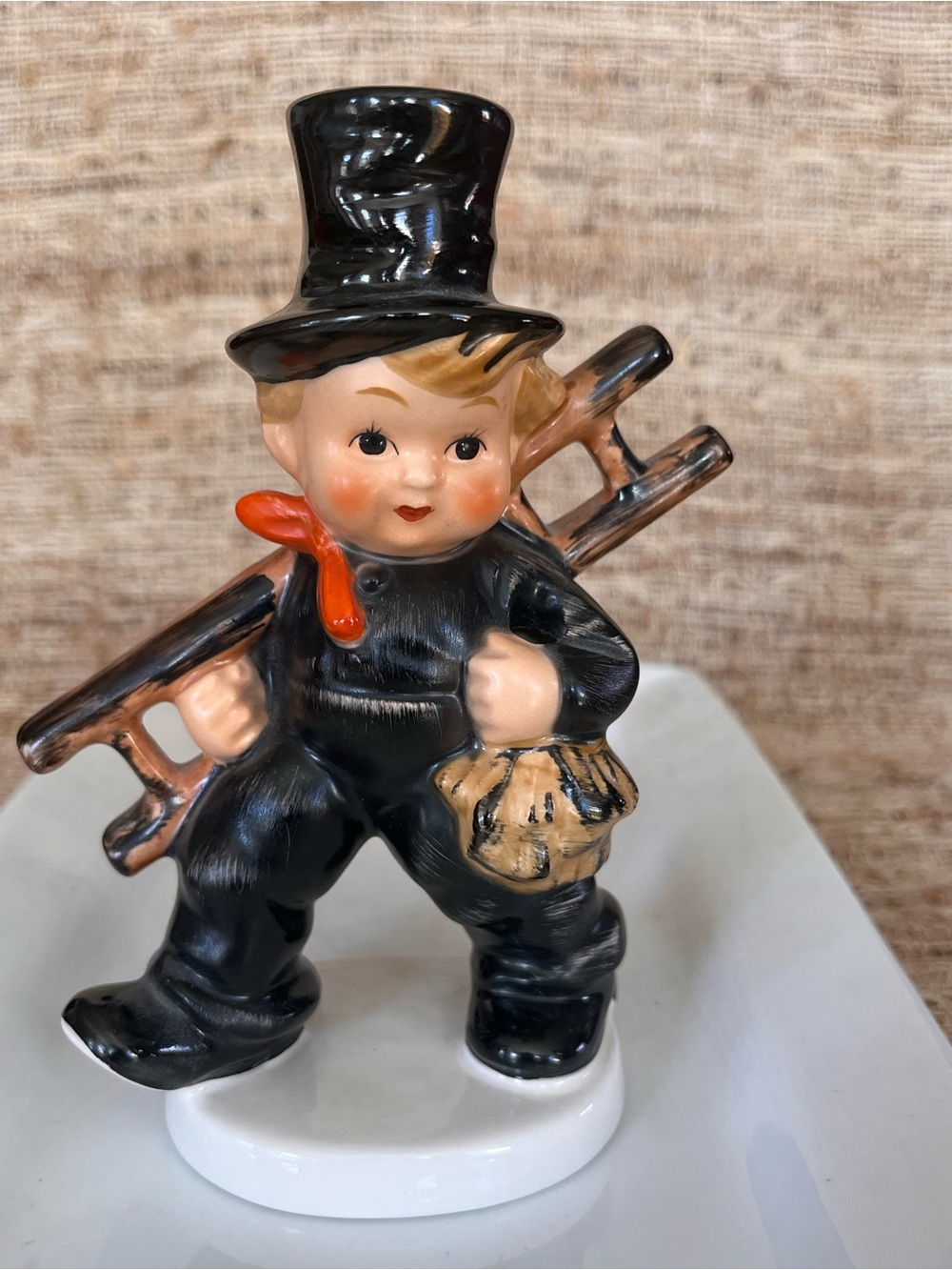 Goebel Black Chimney Sweep Figurine with Red Scarf